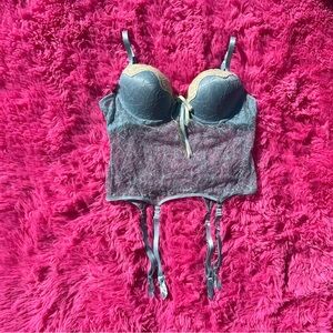 blue lace bustier top